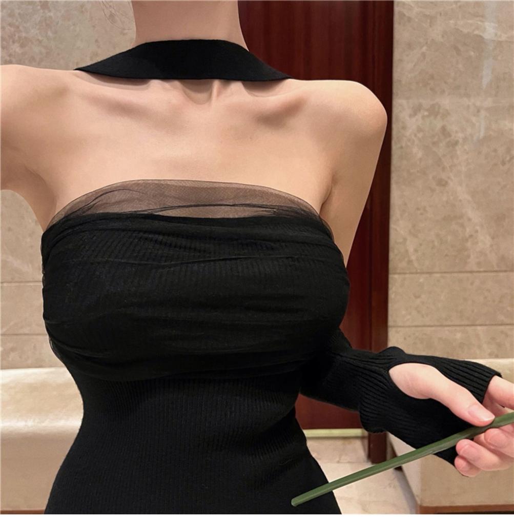 Damen-Rückenfreies Neckholder-Maxikleid mit sexy Schlitz