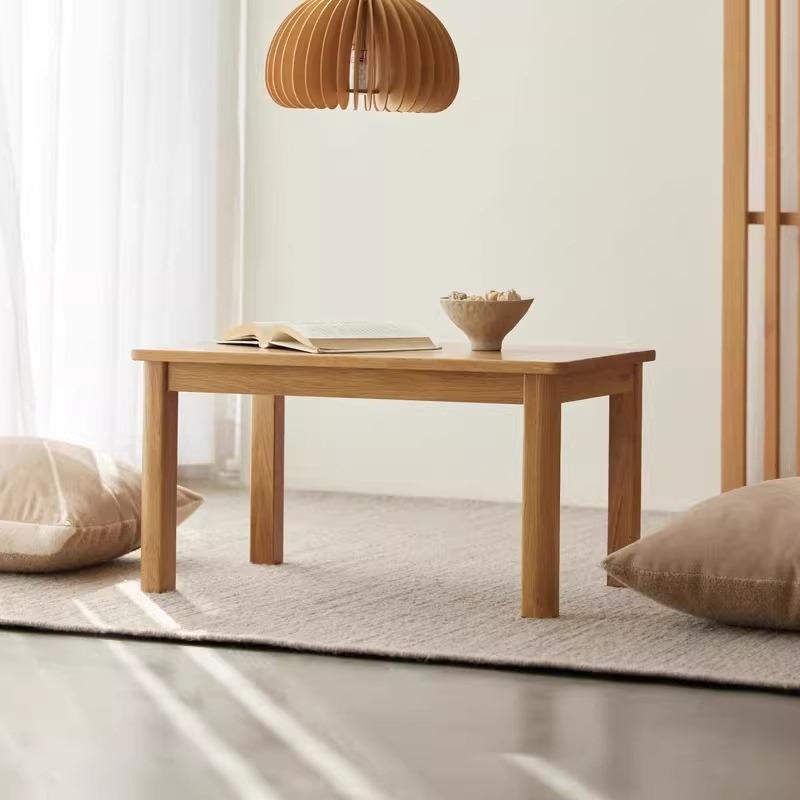 Solid Wood Floor Table, Rectangular Small Coffee Table for Tatami Mat, Low Profile Tea Side End Table for Bedroom Balcony