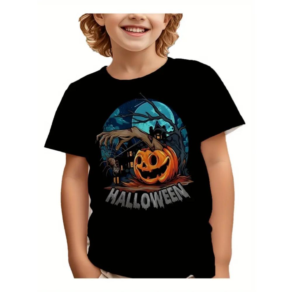 Children T Shirt Halloween 3D Printed Pumpkin T-Shirt Fashion Comfort T Shirt Casual Short Sleeve Tops Tees Children's Clothing