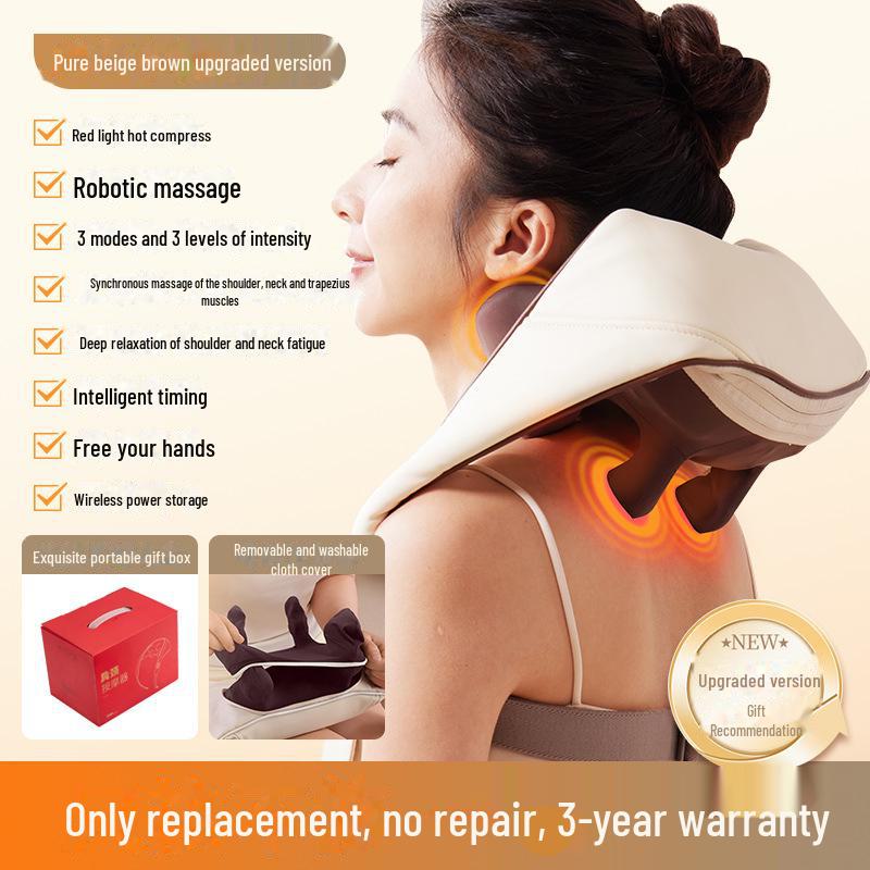 

Перезаряжаемый горячий компрессионный разминающий массажер для шеи, плеч, спины и талии upgraded version бежевый