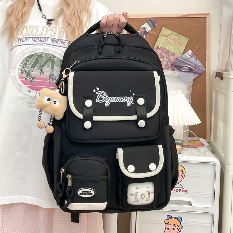 

College Style Schoolbag Male and Female College Students Korean Version Large Capacity Junior High School Students Travel Backpack Without pendant