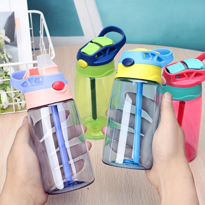 480ml Kids Water Cup With Straw Cartoon Leakproof Plastic Water Bottles Outdoor Portable Drink Student School Child Cute Cup