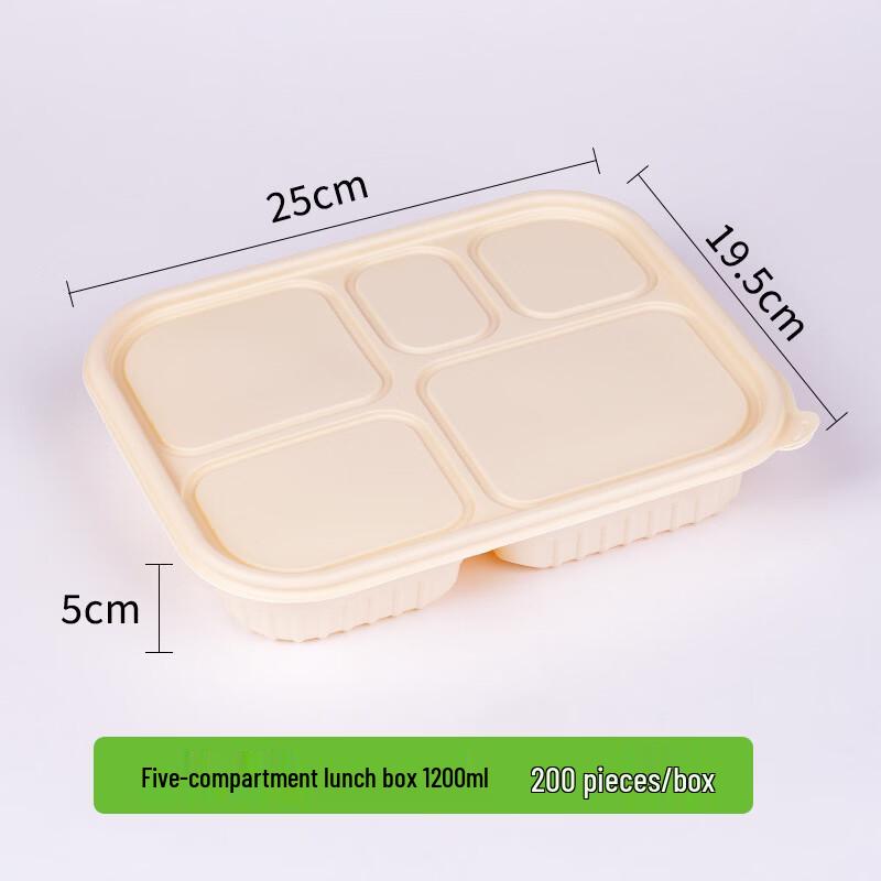 Compostable 5-Compartment Takeaway Lunch Boxes