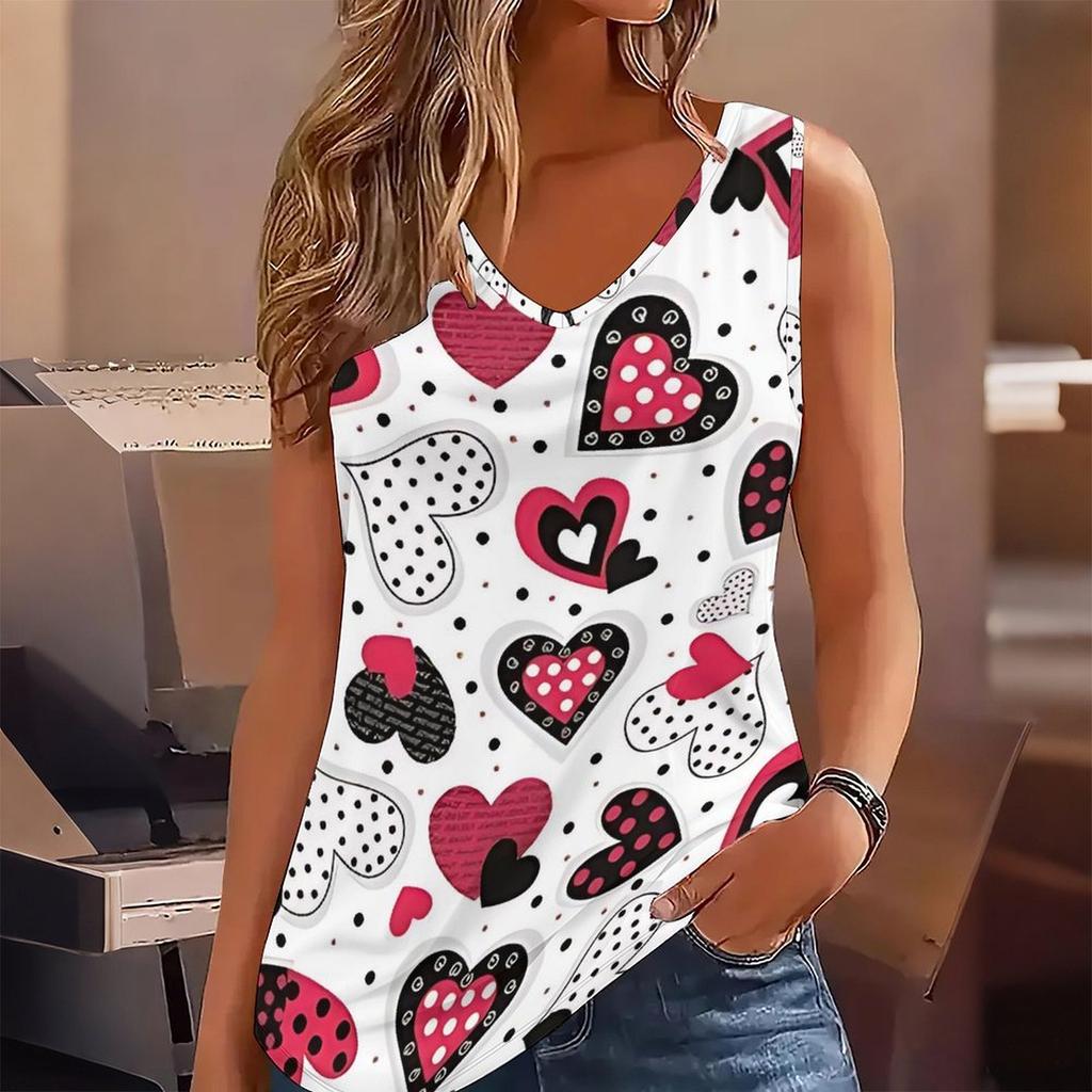 Topy bez rękawów z nadrukiem w kształcie serca 3D dla kobiet, do ćwiczeń, jogi, na siłownię, letnie koszulki sportowe z nadrukiem, rozmiary plus, ekskluzywne na Walentynki
