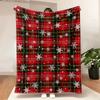 Christmas Red Green Buffalo Plaid Check Flannel Throw BlanketXmas Snowflake Birthday GiftsWinter Holiday Soft Blankets for Bed