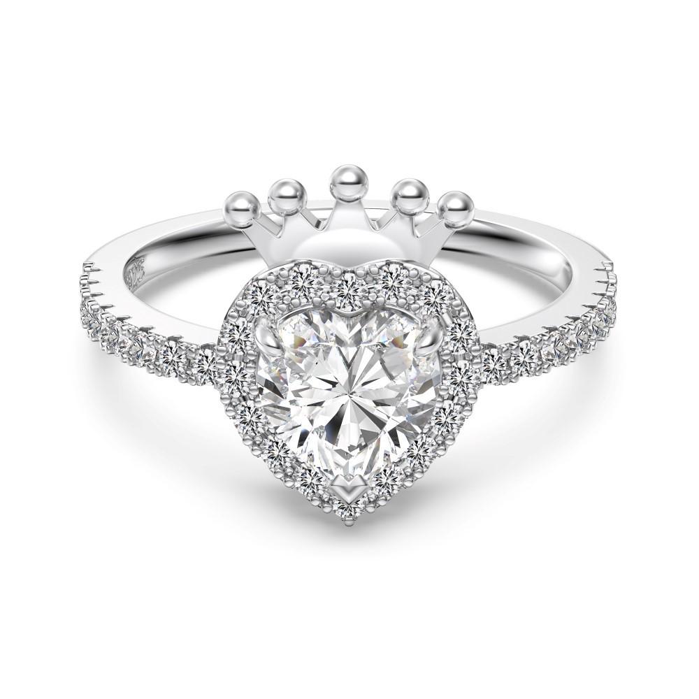 Korean Style S925 Sterling Silver Jewelry Set: Crown Heart Earrings, Light Luxury Ring, and Elegant Clavicle Chain for Women. 925 Silver