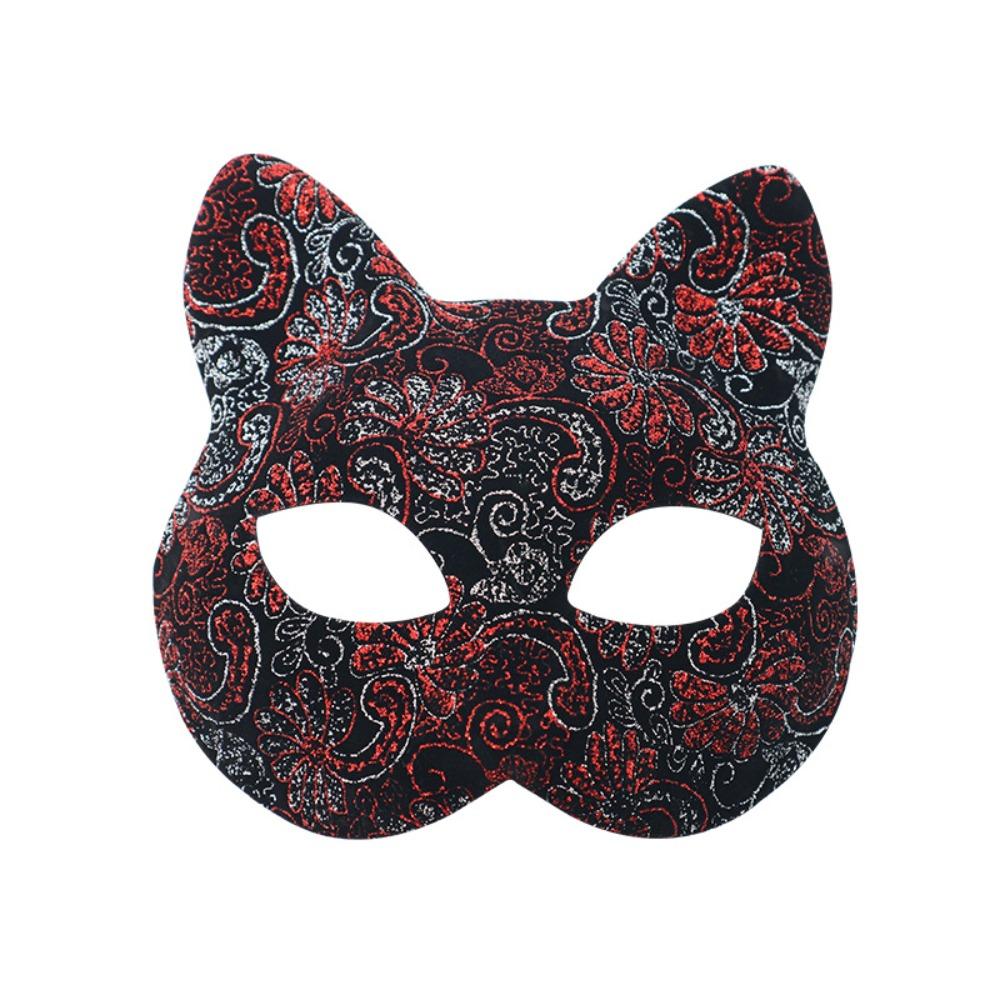 Flower Halloween Masquerade Mask Plastic Half Face Mask Retro Cat Face Masks  Women