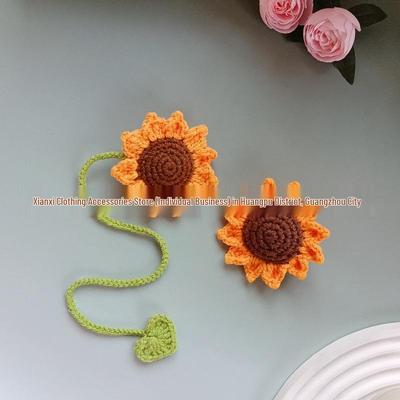 Hand-Crocheted Sunflower Pendant Bag Accessory & Brooch