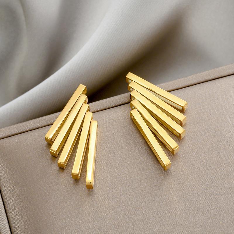 Minimalist Design Geometric Line Drop Earrings for Women Ladies Personalized Classic Stud Earrings Banquet Jewelry Accessories