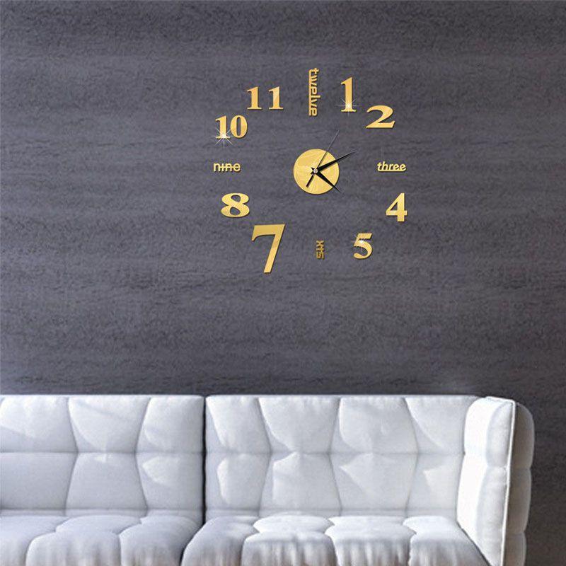 Modern Diy Analog 3d Mirror Surface Number Wall Clock Sticker For Home Decor