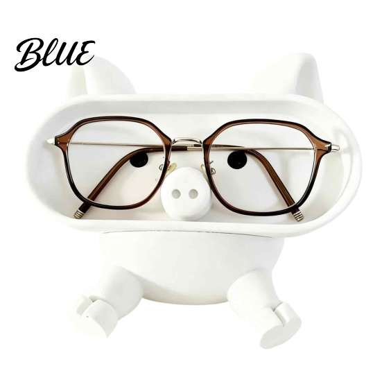 PLA Plastic Organizer Cartoon Pig Glasses Holder 3D Printed Phone Stand Desktop Organizer Stable Decorative Ornament for Office Desk And Bedside