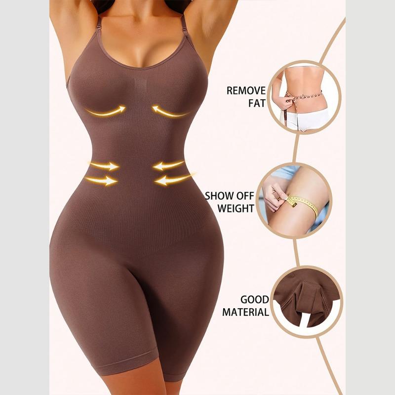 Adjustable Strap Seamless Full Body Shaper Shorts Tummy Control Butt Lifter Shapewear for Women Daily Wear S