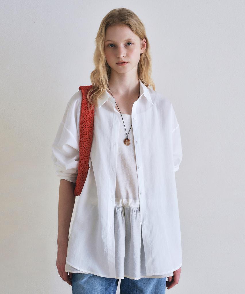 Roeil Relaxed Drape Long Sleeve Shirt_Ivory