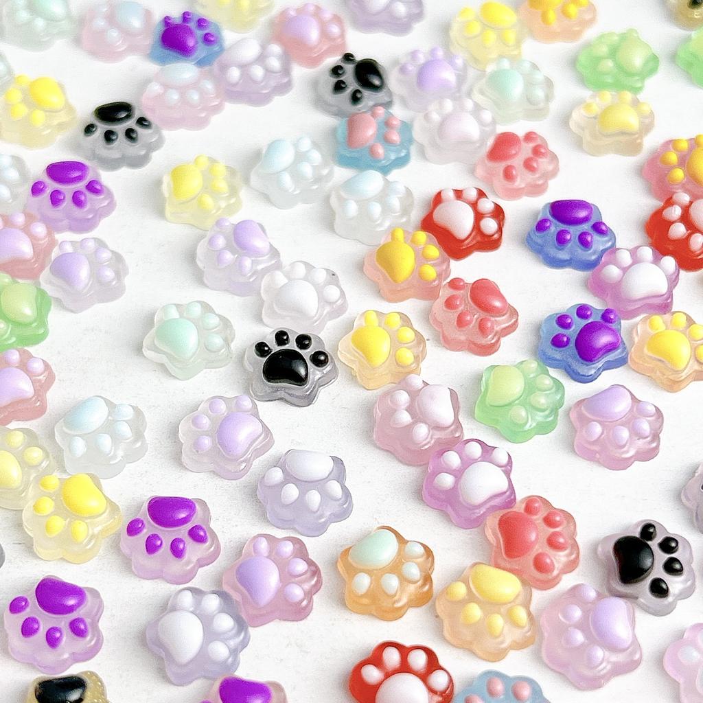 Luminous Color Changing Cute Cartoon Cat Paw Nail Art Decorations Semi-Transparent Nail Decorations Cream Glue Phone Case DIY