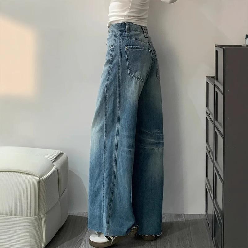 Printed Denim Jeans, Loose Fit, Versatile Wide-leg Pants