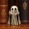 Niche Trendy Desk Accessory Halloween Ghost Brass Figurine, Funny Middle Finger Ornament for Compact Display Cabinet Table Shelf Mantel Home