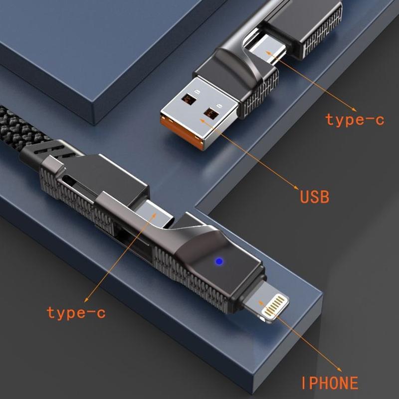 4 In 1 66W Usb Type C Fast Charging Data Cable Cord Pd 27W For Iphone 15 Samsung Xiaomi Multi Port Mecha Quick Charge Wire Line