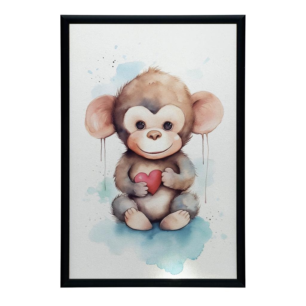Monkey With Heart Monkey With Heart, 30X40 Cm, Unframed, Premium Canvas On Stretcher