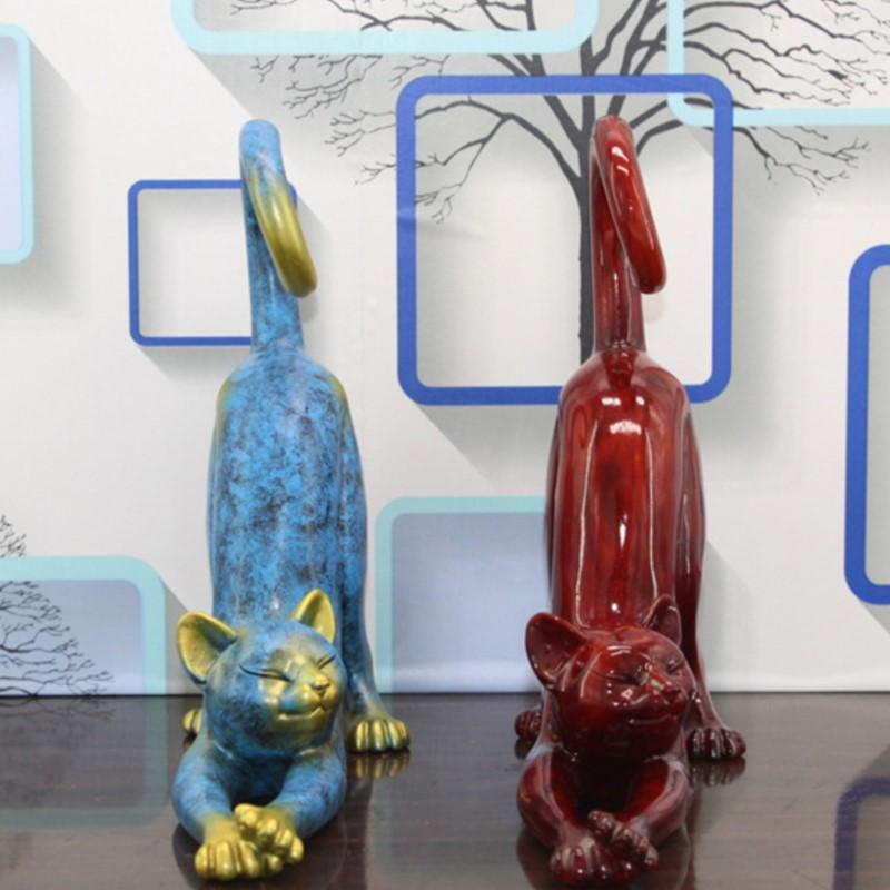 Creative Lazy Cat Figurines Modern Status Abstract Resin Crafts Room Home Decoration Wedding Gifts Cute Ornaments Art Decor