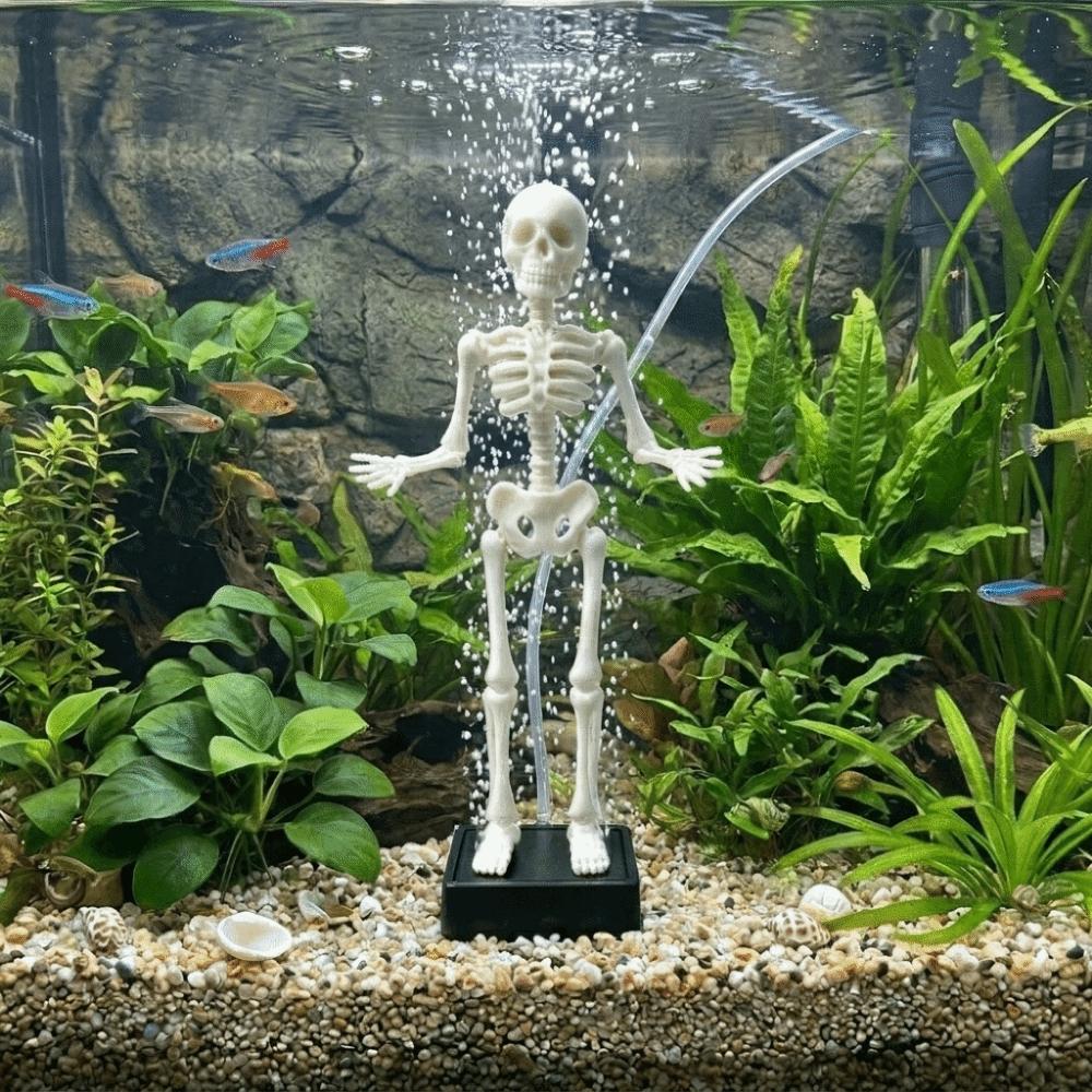 3D Printed Dancing Skeleton Aquarium Bubbler Gothic Fish Tank Bubbler Skull Ornament  Underwater