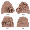 Elastic Flower Turban Hat Ruffle Flower Edge Beanies Hats New Pre Tied Bonnet  For Wedding