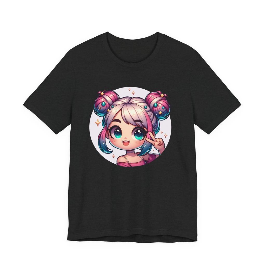 Kawaii Space Buns Anime Girl Tee | Cute Chibi Portrait