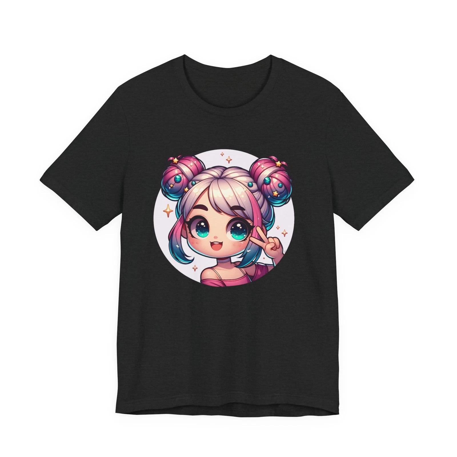 

Kawaii Space Buns Anime Girl Tee | Cute Chibi Portrait L