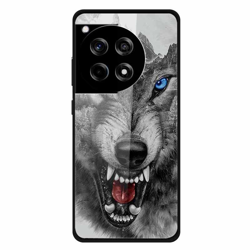 For OnePlus 12R 5G/Ace 3 5G Case Stylish Pattern PC+TPU+Tempered Glass Cell Phone Cover