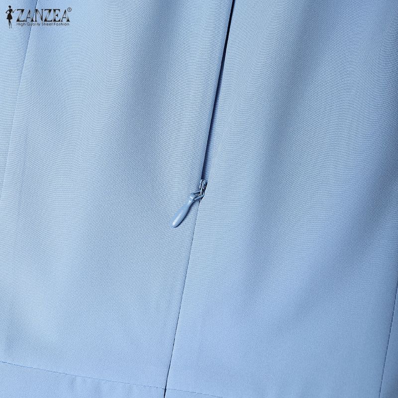 ZANZEA Women Casual Round Neck Summer Short Sleeve Dress