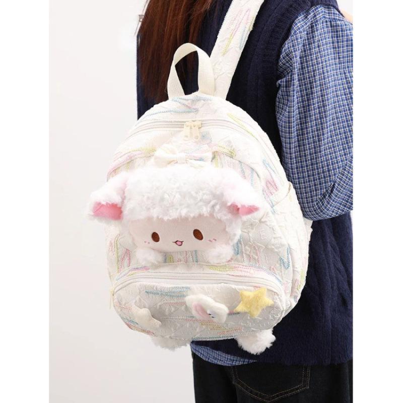 High-value cute lamb backpack winter new female college student schoolbag large-capacity commuter backpack