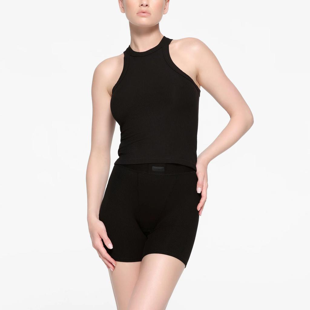 SKIMS Ribbed Soft Round Neck Sleeveless Tank Top Women tops Onyx Agate SL-TNK-6333W-ONX