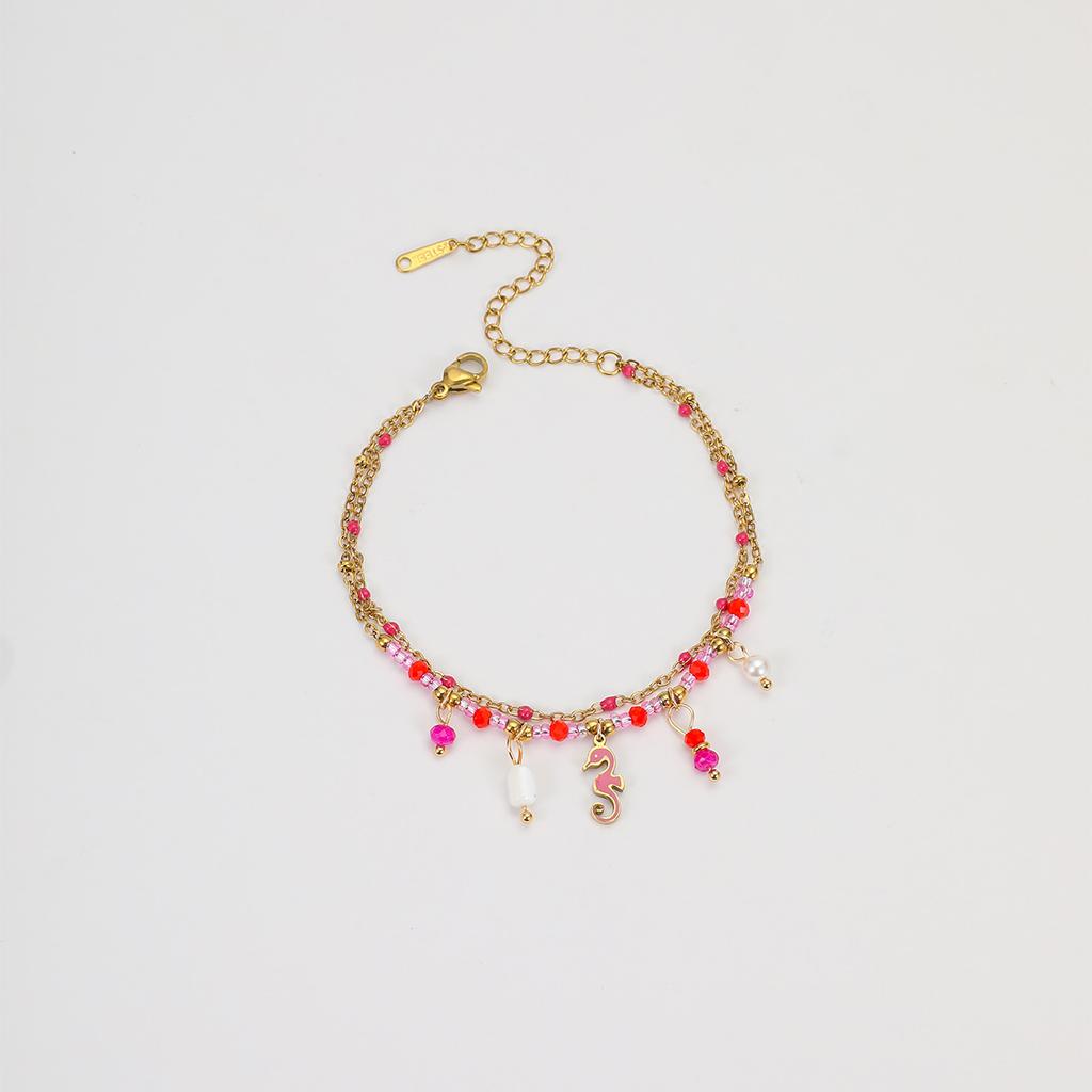 GEMCHIC Women's Bohemian Summer Beach Bracelet Set - Starfish, Flower & Ice Cream Charm Anklets