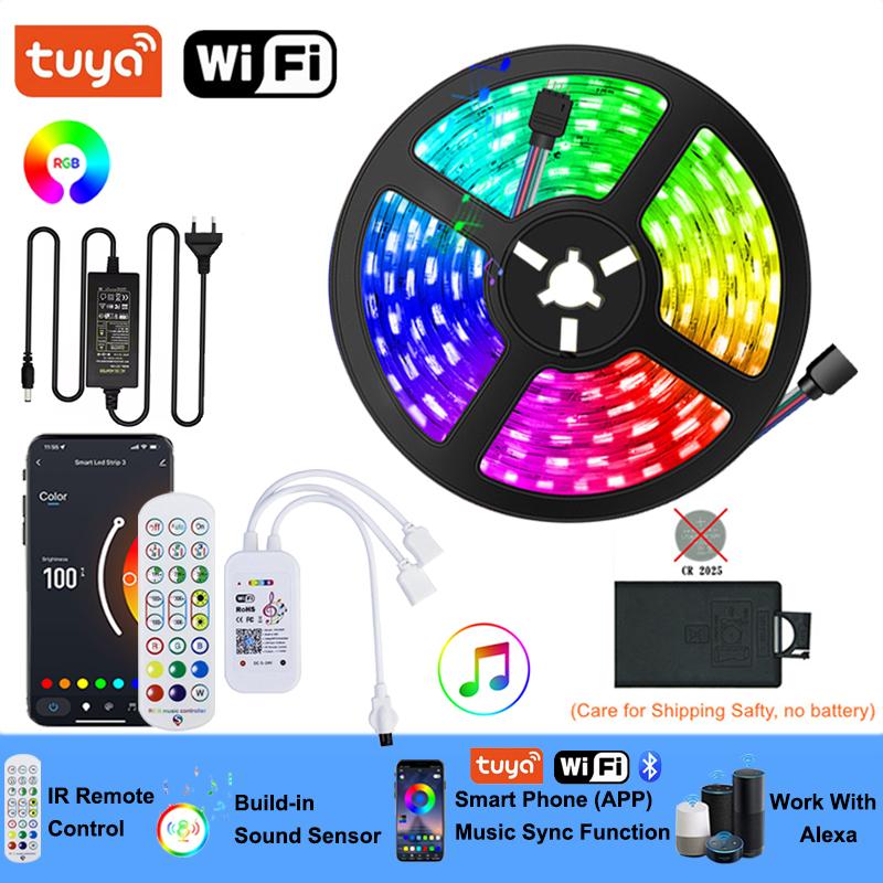 RGB Led Strip Lights For Room Wall Smart Led Tape Light 220V Flexible Led Lighting Strips 12V Led Lights Strip 60Led/m