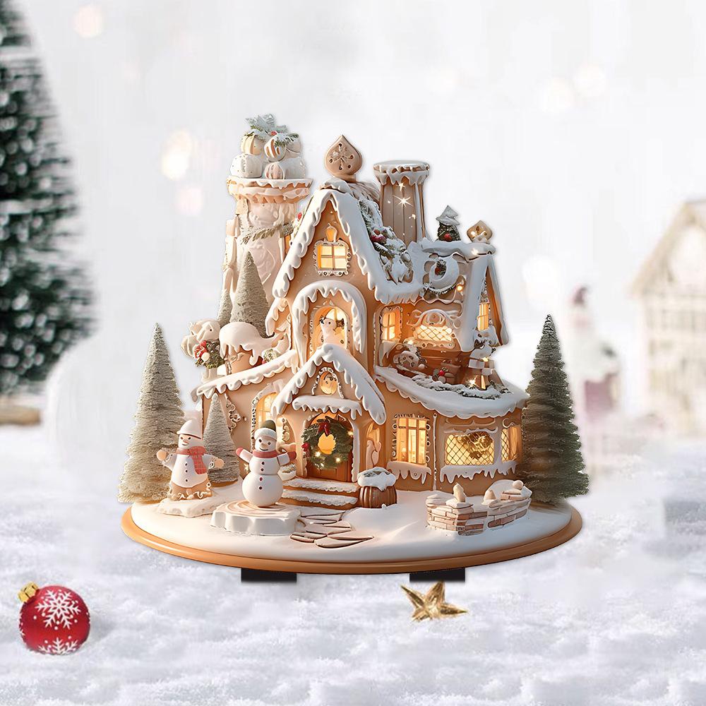 Christmas Cookies Snow House, Acrylic, Holiday Party, Outdoor Garden, Lawn Decoration, Beautification Props