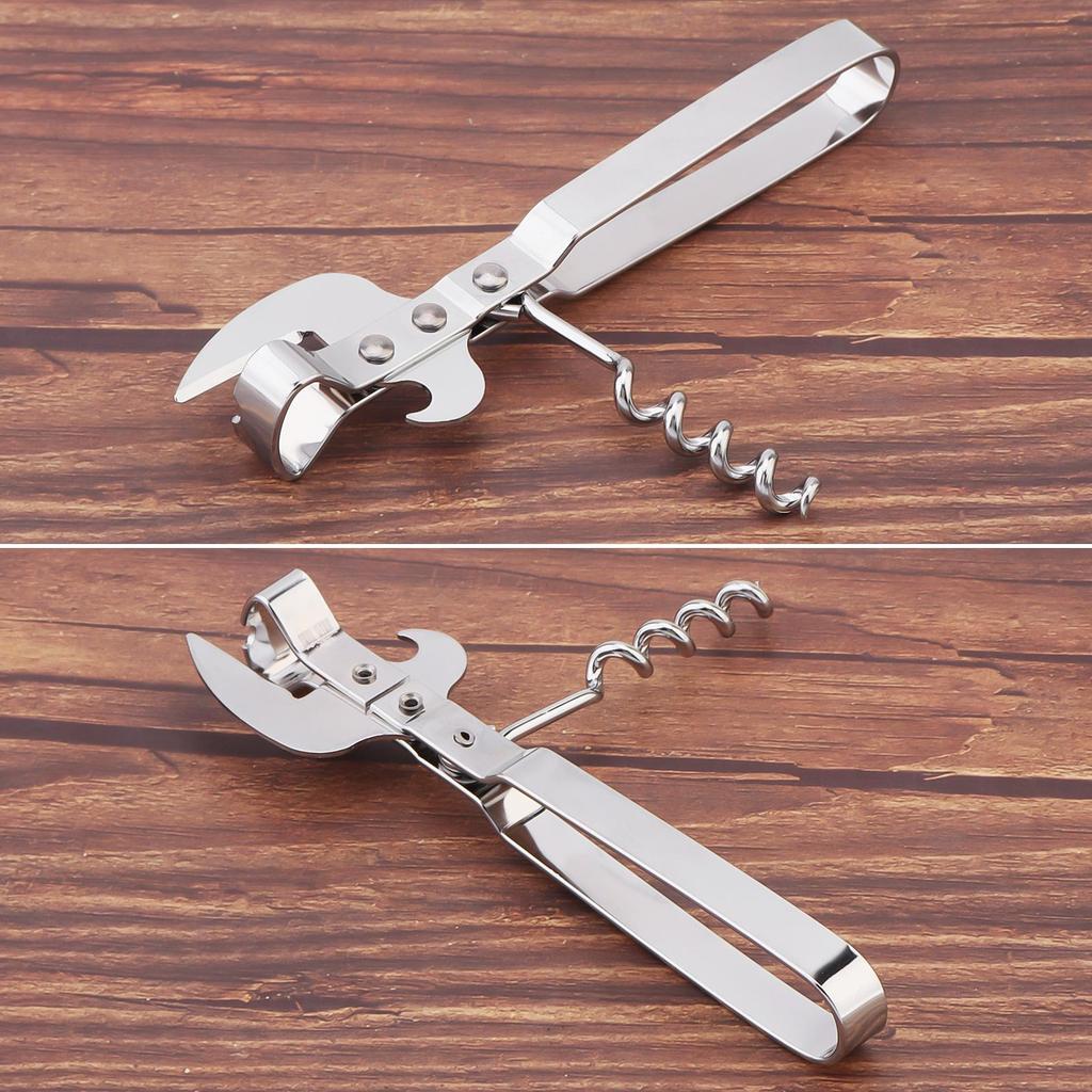 Multifunctional Stainless Steel Can Opener Beer Bottle Opener Adjustable Manual Jar Opener Gripper Kitchen Supplies Silver Color
