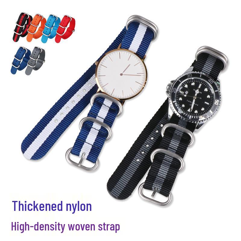 

НАТО Утолщенный нейлоновый канвасовый ремешок для часов со стальной пряжкой, 20 мм Royal Blue with Silver Buckle