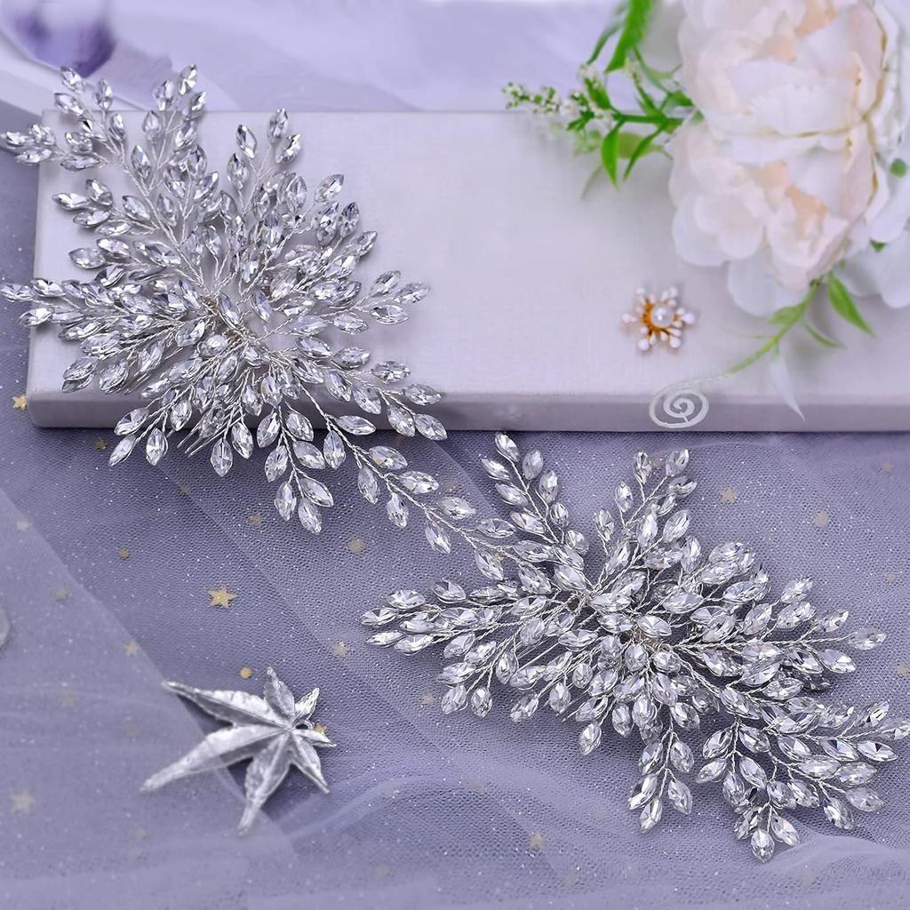 Bridal Wedding Hair comb Wedding Headpiece for Bride Rhinestone Wedding Headband Crystal Hair Accessories for Women and Girls (Silver), one size