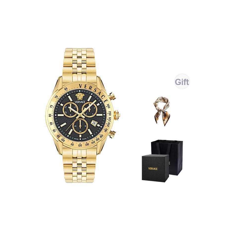 Versace Quartz Watch Stainless Steel Band White Dial Chronograph Calendar Multifunction Couple Watch Men Watches Silver VE8R00424