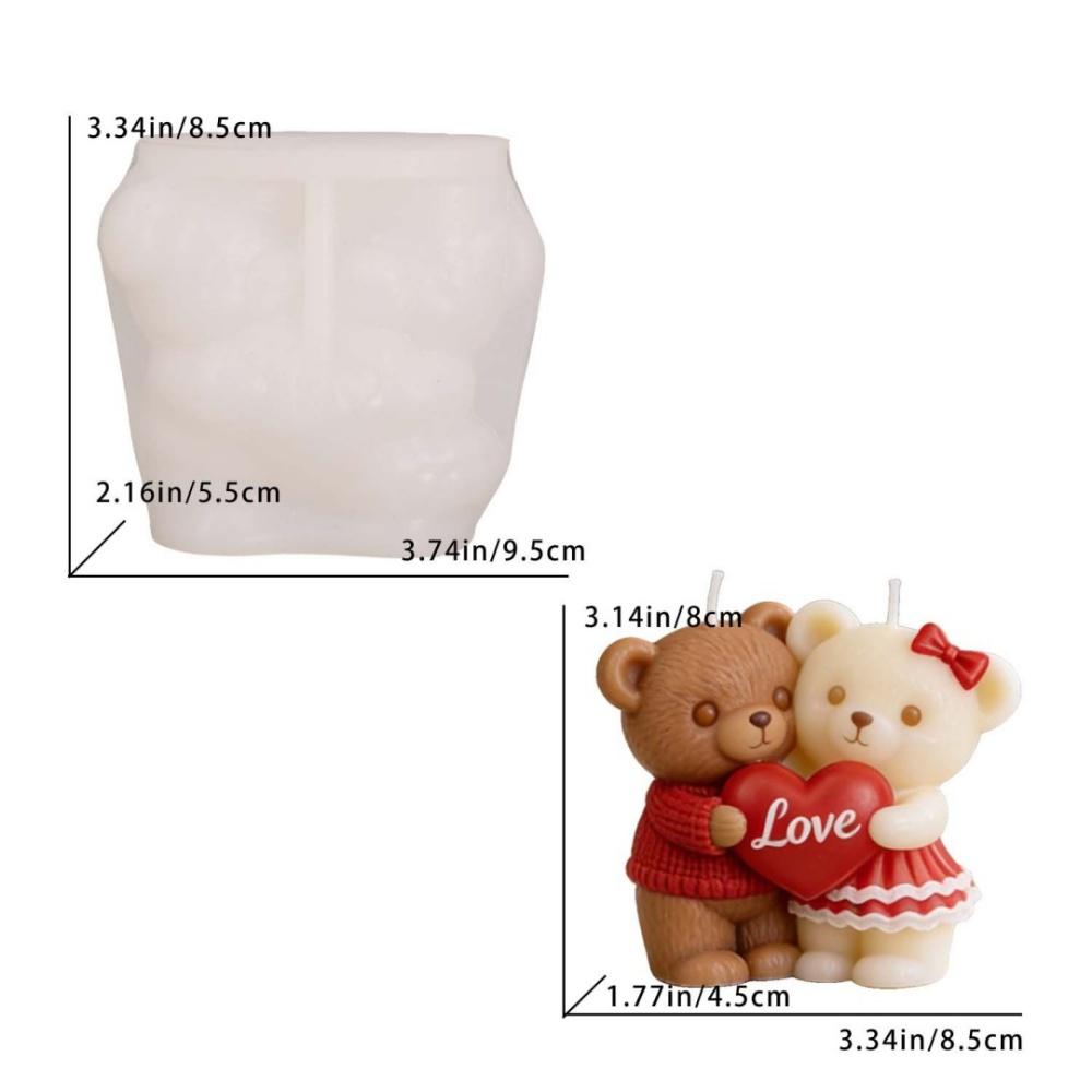 DIY Couple Bears Silicone Candle Mold Valentine's Day Handmade Gifts Aroma Gypsum Molds Home Decoration Crafts Making