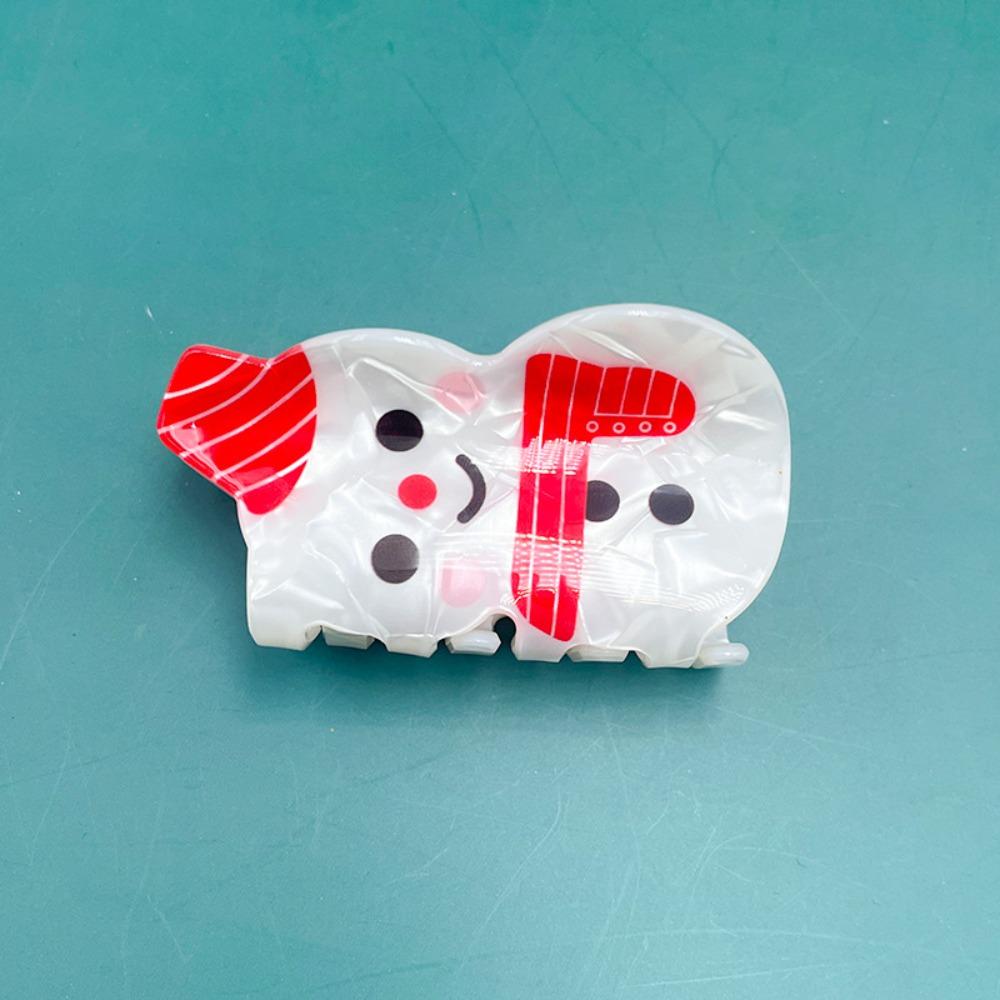 Cartoon Red Cap Claw Clip Acrylic Snowman Hairpin Fashion Christmas Hair Claw  Hair Accessories