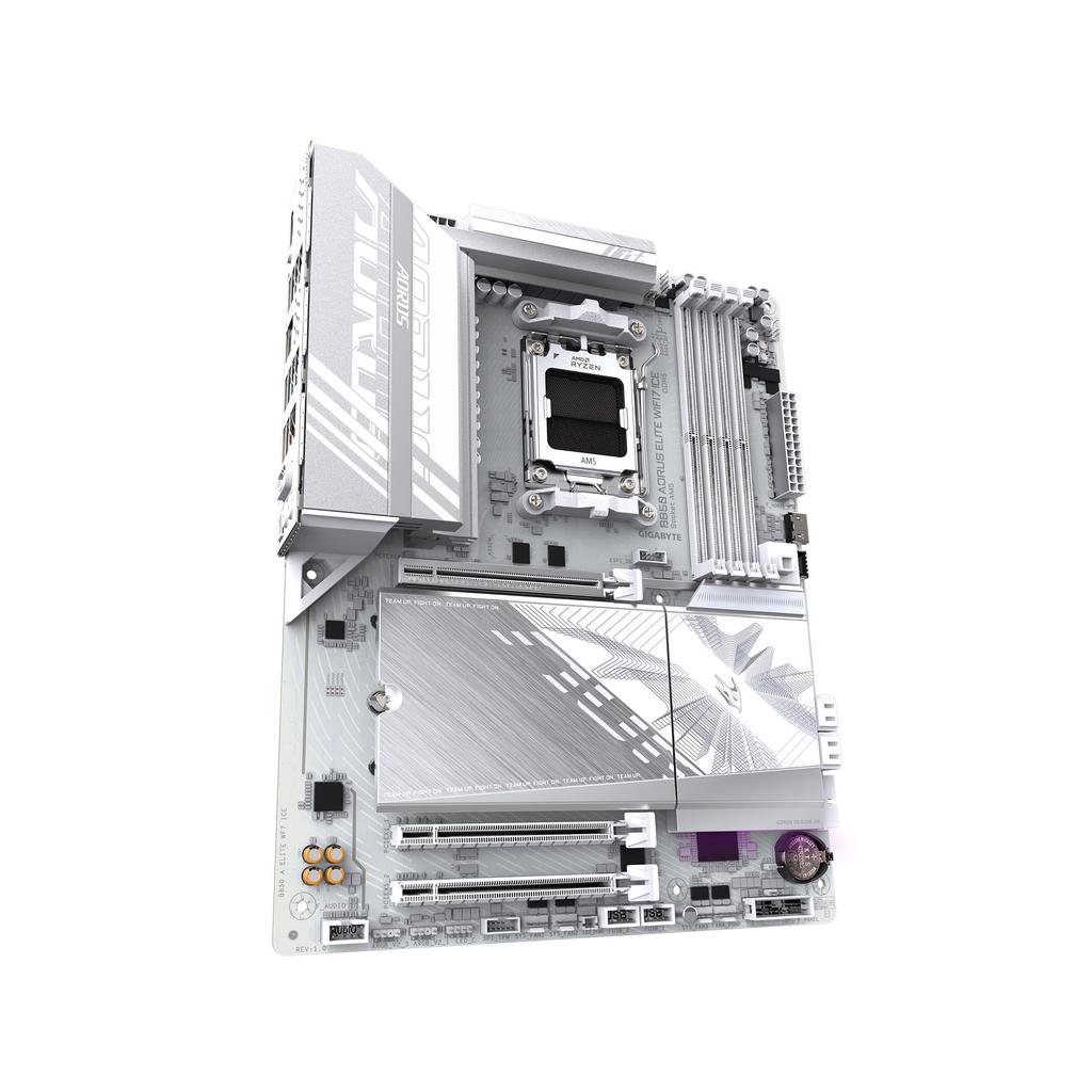 GIGABYTE B850 AORUS ELITE WIFI7 ICE AMD Ryzen White ATX Gaming Motherboard MB6673 - High-End