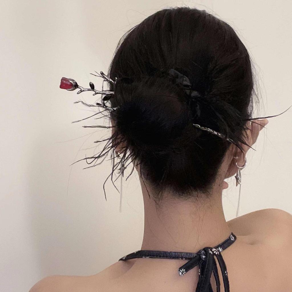 Rosen-Haarnadel: Chinesisches High-End-Haaraccessoire im Vintage-Stil für Frauen