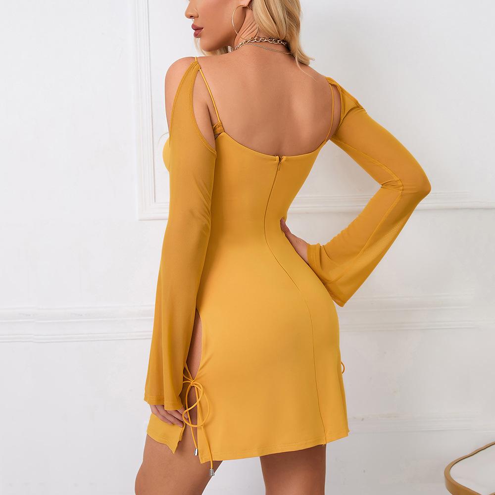 Long-sleeved Skirt Dress, European and American Women's Clothing Nightclub Party Hottie Pure Desire Slim Dress Autumn