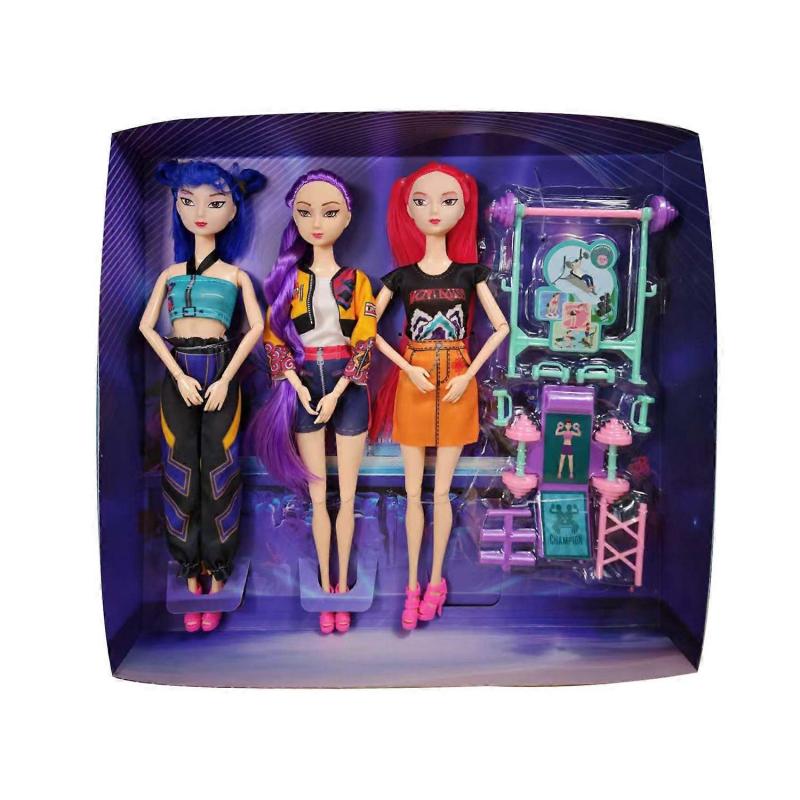 New K-POP Girl Group Doll Set 32cm High-Quality Plastic Figures Multi-Accessory Theme Toys