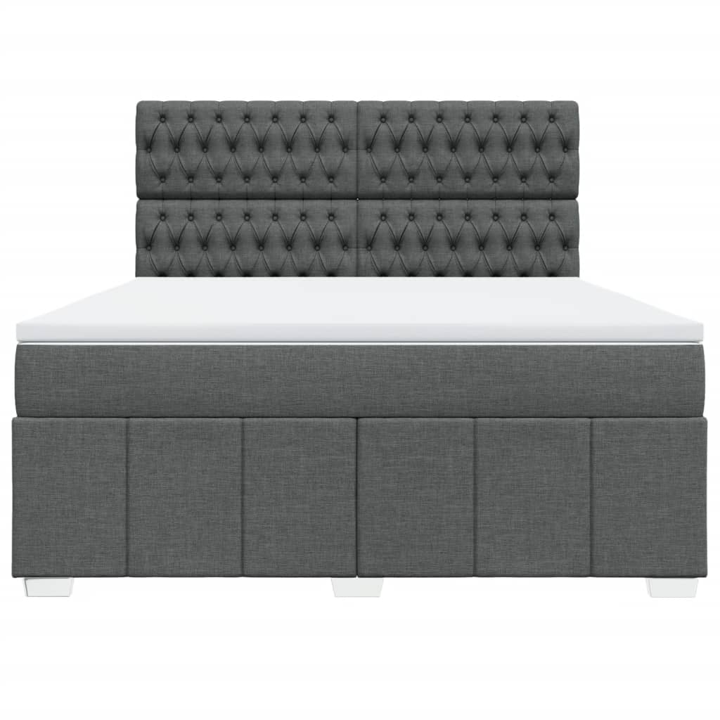Box Spring Bed with Mattress Dark Grey 180 x 200 cm Fabric