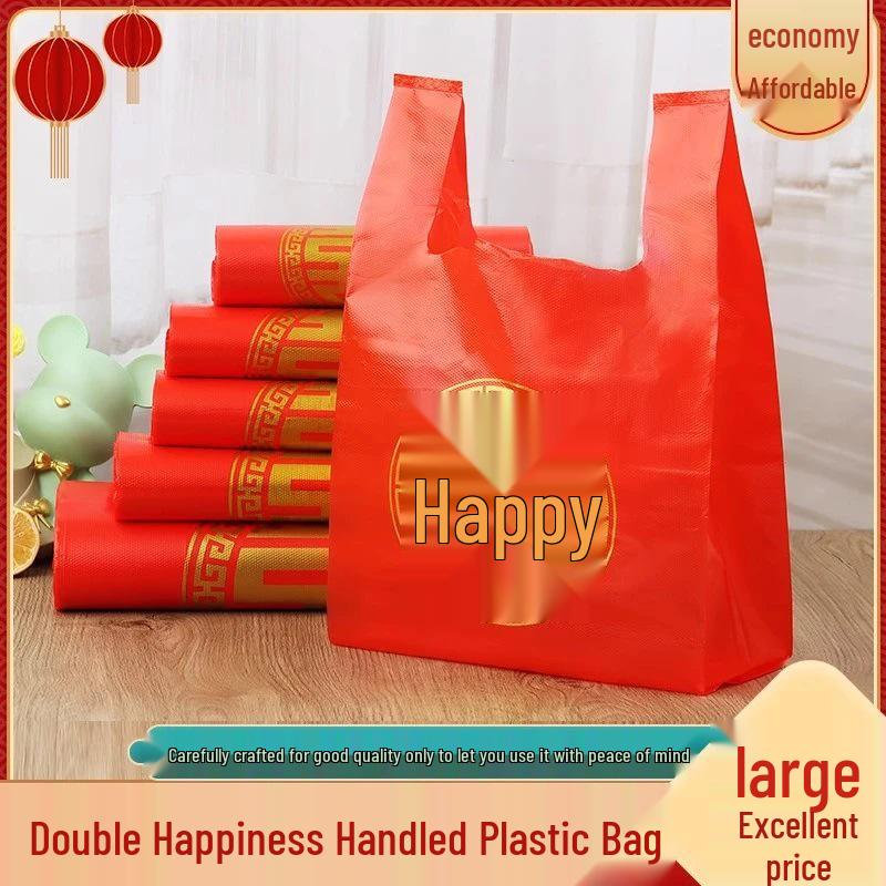 Rote doppelte Glück Einweg-Hochzeitsgeschenktüte für Zigaretten und Alkohol