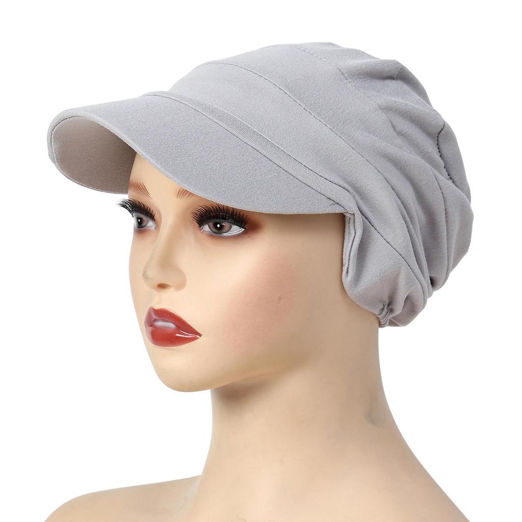 Solid Color Versatile Travel Headscarf Hat with Multicolor Brim