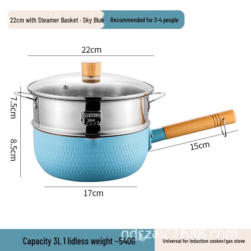 Maifan Stone Non-Stick Induction Cooker Pot for Instant Noodles, Baby Food, and Milk; Yukihira Pan, Food-Grade.