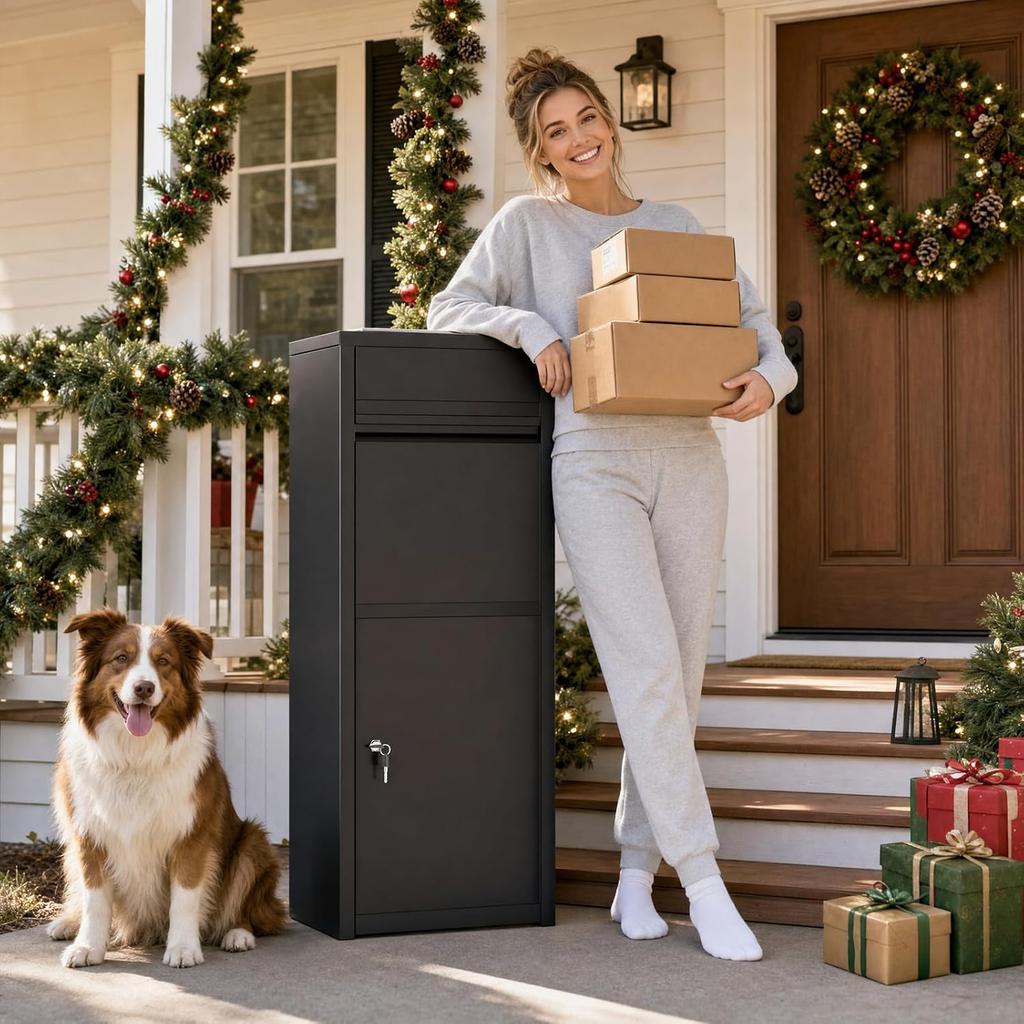 YODOLLA Parcel Box, Lockable Outdoor Steel Parcel Delivery Box