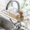 2Pcs Faucet Storage Rack Sink Sponge Holder Rustproof Corrosion Resistant Hollow Design Adjustable Detachable Sponge Holder Sink Organizer